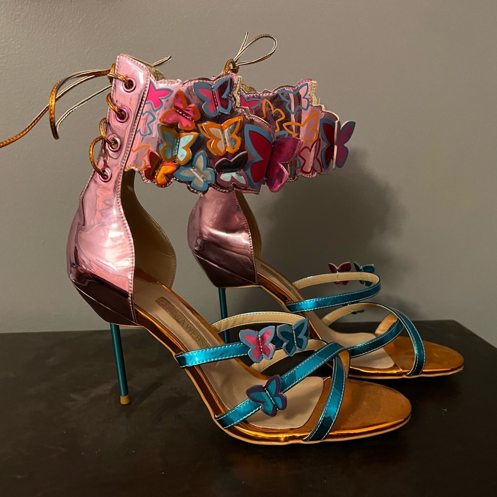 Sophia Webster ‘harmony’ metallic butterfly heels